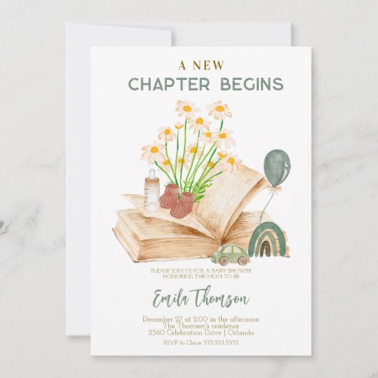 Nieuw hoofdstuk begint met Baby shower Kaart (Voorkant)