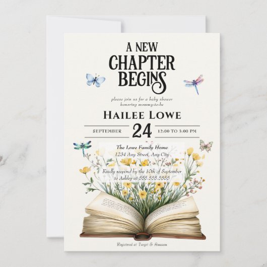 Nieuw hoofdstuk begint met Baby shower  Wildflower Kaart (Voorkant)