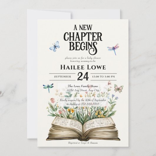 Nieuw hoofdstuk begint met Baby shower  Wildflower Kaart (Voorkant)