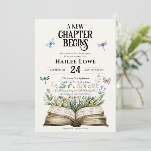 Nieuw hoofdstuk begint met Baby shower  Wildflower Kaart (Staand voorkant)