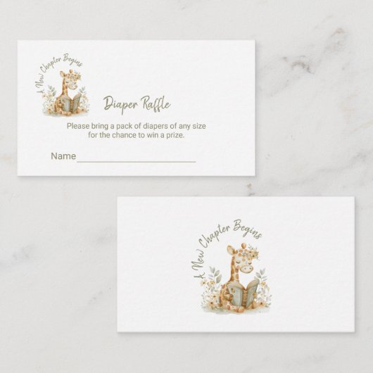 Nieuw hoofdstuk begint met Giraffe Luier Raffle ti Informatiekaartje (Voorkant / Achterkant)
