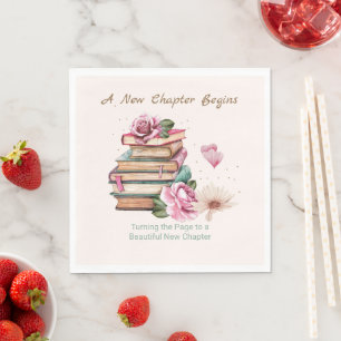Nieuw Hoofdstuk Begint Romantisch Boek Thema Bloem Servet