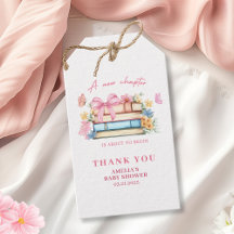 Nieuw hoofdstuk begint Roze baby shower cadeautag