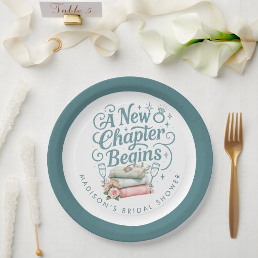 Nieuw Hoofdstuk Begint Teal Glitter Bruidsmeisjesf Papieren Bordje (Huwelijk)