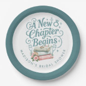 Nieuw Hoofdstuk Begint Teal Glitter Bruidsmeisjesf Papieren Bordje (Voorkant)