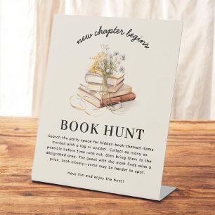 Nieuw hoofdstuk begint Vrijgezellenfeest Book Hunt Reclamebord Met Voetstuk