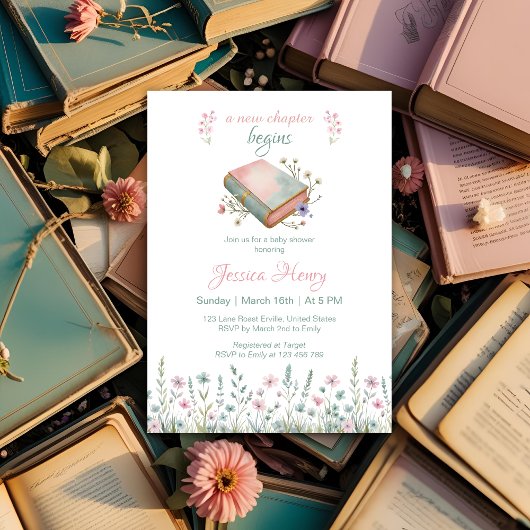  nieuw hoofdstuk begint Wildflower Baby shower Kaart