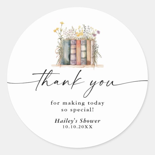 Nieuw hoofdstuk begint Wildflower Baby shower Ronde Sticker (Voorkant)