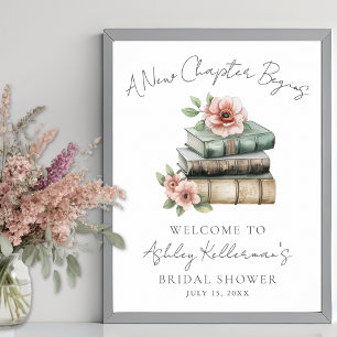 Nieuw Hoofdstuk Bloemen Boek Bruidsfeest Welkomstb Poster