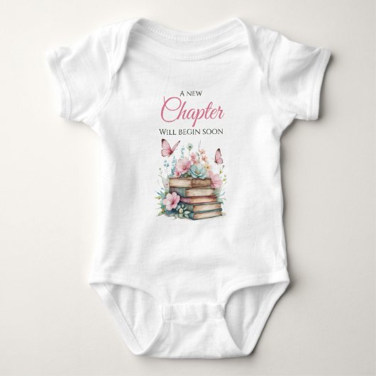 Nieuw hoofdstuk Blush Roze Verhalenboek Boek Baby Romper (Voorkant)