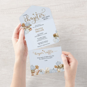 Nieuw Hoofdstuk Boek Thema Jongen Baby shower All In One Uitnodiging
