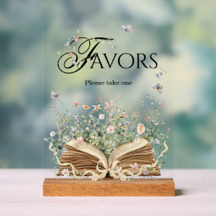 Nieuw Hoofdstuk Boek Thema Wildflower Favors Acryl Bord