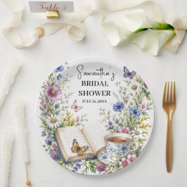 Nieuw Hoofdstuk Boek Vlinder Bloem Bruidsdiner Papieren Bordje