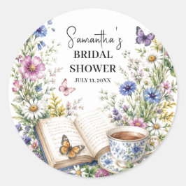 Nieuw Hoofdstuk Boek Vlinder Bloem Bruidsdiner Ronde Sticker