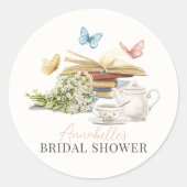 Nieuw Hoofdstuk Boek Vlinder Bruidsdouche Ronde Sticker (Voorkant)