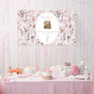 Nieuw hoofdstuk bruidsdouche wilde bloem welkomstb spandoek