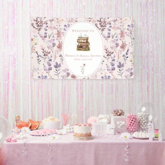 Nieuw hoofdstuk bruidsfeest wildbloem welkomstbord spandoek (Feest)