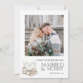 Nieuw hoofdstuk Getrouwd Merry Neutral Snowflake F Feestdagenkaart (Voorkant)