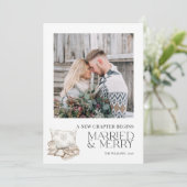 Nieuw hoofdstuk Getrouwd Merry Neutral Snowflake F Feestdagenkaart (Staand voorkant)