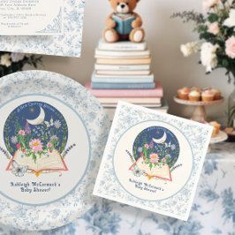 Nieuw hoofdstuk Maan begint boek Butterfly Blue Fl Servet