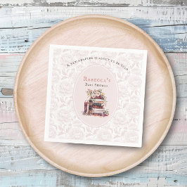 Nieuw hoofdstuk oude boeken baby shower bord blush servet