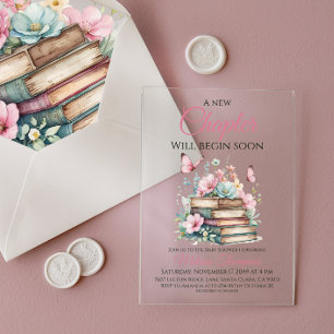 Nieuw Hoofdstuk Roze Meisje Verhaalboek Baby Borre Acryl Uitnodigingen
