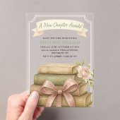 Nieuw hoofdstuk wacht op Pink Bow-Baby shower Acryl Uitnodigingen (Insitu (Draagbaar))