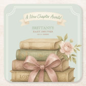 Nieuw hoofdstuk wacht op Pink Bow-Baby shower Kartonnen Onderzetters (Voorkant)