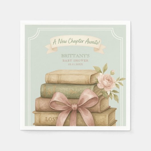 Nieuw hoofdstuk wacht op Pink Bow-Baby shower Servet (Voorkant)