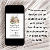 Nieuw hoofdstuk | White Book Baby shower Invitatio Kaart