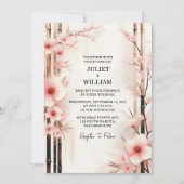 Nieuw Hout Bamboe Roze Sakura Kersenbloesem Bruilo Kaart (Voorkant)