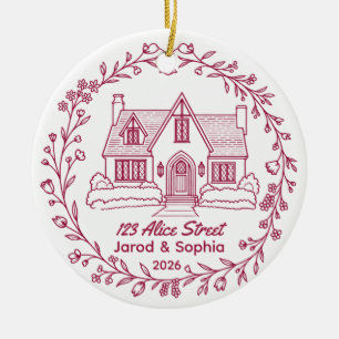 Nieuw huis 2026 Koppelnamen & Adres Keramisch Ornament
