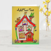 Nieuw huis Cartoon huis Kaart (Gele Bloem)