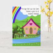 Nieuw Huis Cartoon Huis Wenskaart Kaart (Gele Bloem)