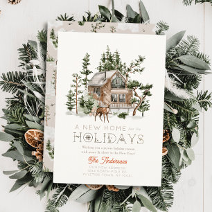Nieuw Huis Cottage Winterscape Kerstmis Feestdagenkaart