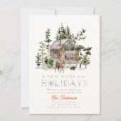 Nieuw Huis Cottage Winterscape Kerstmis Feestdagenkaart (Voorkant)