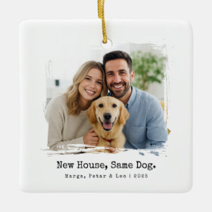 Nieuw Huis, Dezelfde Hond , Minimalistische Schrij Keramisch Ornament