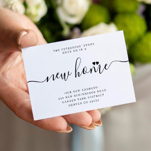 Nieuw huis eenvoudig manuscript moderne bewegende  notitiekaartje
