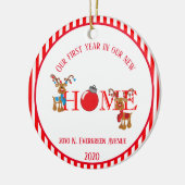 Nieuw huis eerste jaar rendier keramisch ornament (Links)