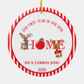 Nieuw huis eerste jaar rendier keramisch ornament (Achterkant)