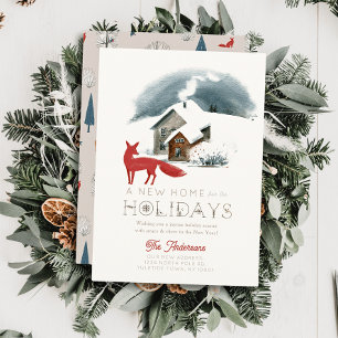 Nieuw Huis Fox Winterscape Kerstmis Feestdagenkaart