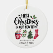 Nieuw huis gepersonaliseerd - Eerste kerst in ons  Keramisch Ornament (Voorkant)