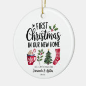 Nieuw huis gepersonaliseerd - Eerste kerst in ons  Keramisch Ornament (Links)