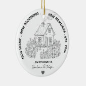 Nieuw Huis Gepersonaliseerde Familie Adres & Jaar Keramisch Ornament (Rechts)