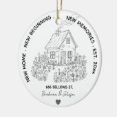 Nieuw Huis Gepersonaliseerde Familie Adres & Jaar Keramisch Ornament (Links)