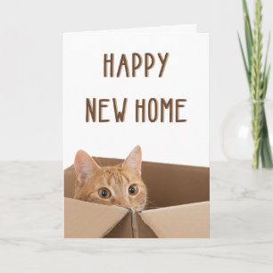 Nieuw huis, Grappig kattenhuis, Housewarming  Kaart