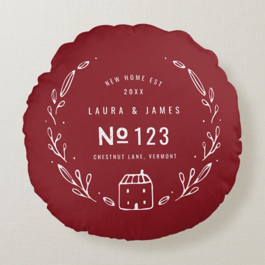 Nieuw huis handgetekend bloemendesign rond kussen (Voorkant)