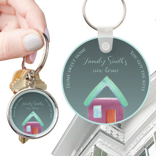 Nieuw huis housewarming bewegende huizen cadeau sleutelhanger
