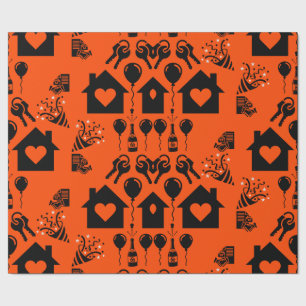 Nieuw huis huis verwarming welkom cadeaupapier