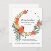 Nieuw huis in Florida Aardbei Kerstkrans Aankondiging (Voorkant / Achterkant)